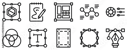 Editorial Design Icon Set Refined Line Style Collection for Publication Layouts