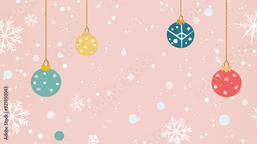 The background is pink and white with snowflakes falling from the ceiling