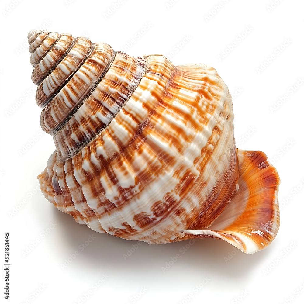 Fototapeta premium Seashells white background, the animals that have a hard shell as a shield to help them survive safely
