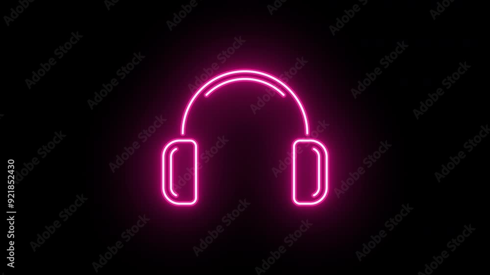 Neon headphones icon animation, fast colorful flicker. Glowing neon headphones sign, looped fast winking animation. Dj earphones, game headset, listen music and podcast, playlist. Colorful blink Neon headphones icon animation, fast colorful flicker. Glowing neon headphones sign, looped fast winking animation. Dj earphones, game headset, listen music and podcast, playlist. Colorful blink