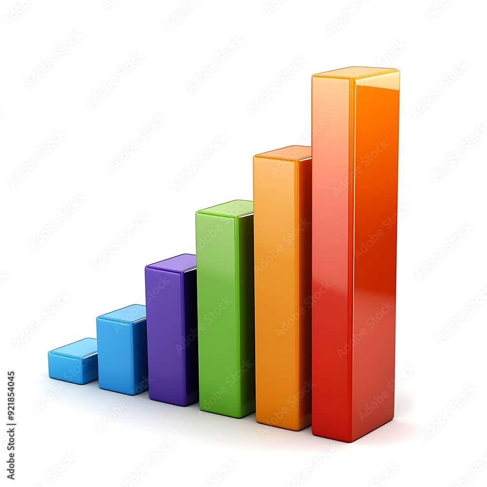 3D bar graphs, white background, the charts that display statistics and numerical values that can be easily analyzed and compared visually. 3D bar graphs, white background, the charts that display statistics and numerical values that can be easily analyzed and compared visually.
