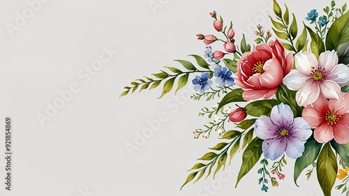 Wildflowers frame watercolor, Floral frame for wedding invitation card, white background