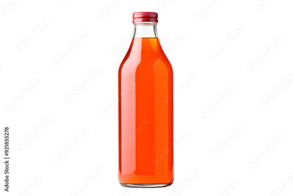 A Vibrant Glass Bottle Filled With Lively Orange Liquid Captured in Bright Light on White or PNG Transparent Background. A Vibrant Glass Bottle Filled With Lively Orange Liquid Captured in Bright Light on White or PNG Transparent Background.