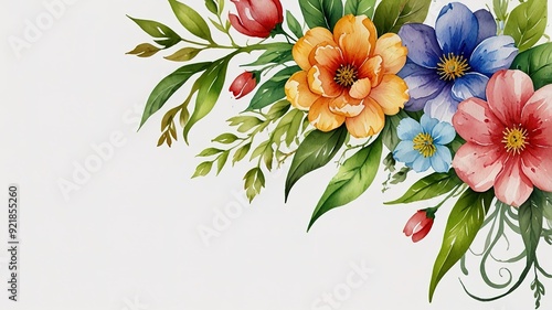 Wildflowers frame watercolor, Floral frame for wedding invitation card, white background