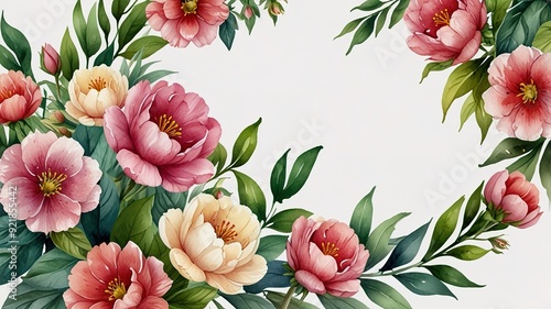 Wildflowers frame watercolor, Floral frame for wedding invitation card, white background