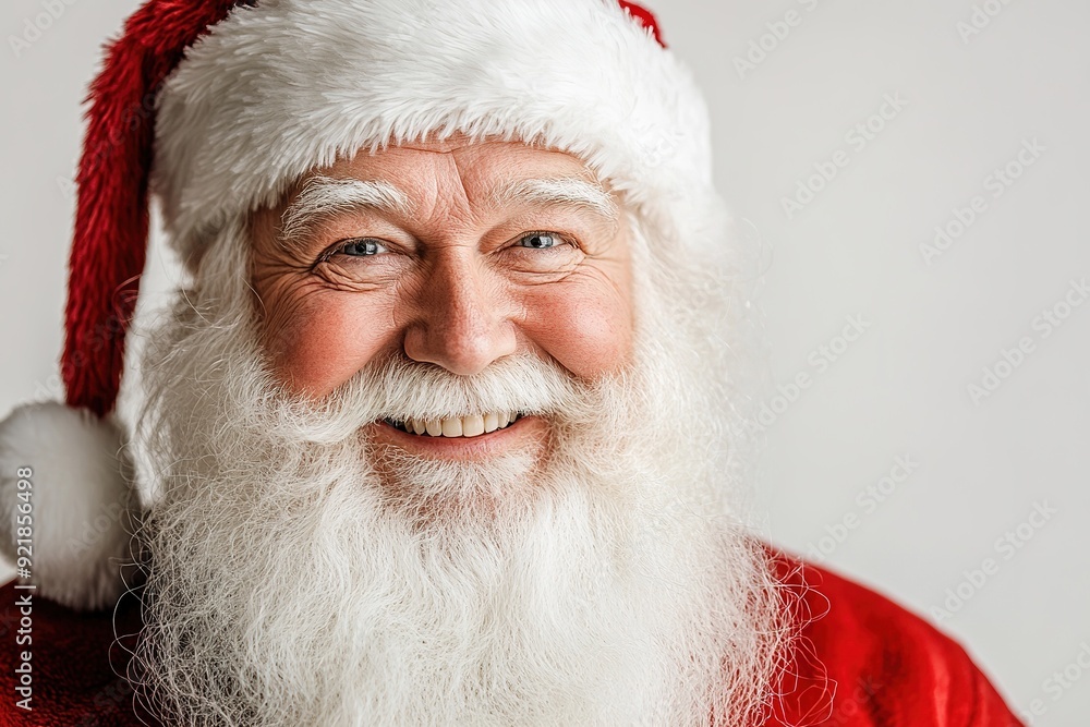 Cheerful Santa Claus with a big white beard smiling joyfully Cheerful Santa Claus with a big white beard smiling joyfully
