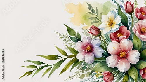 Wildflowers frame watercolor, Floral frame for wedding invitation card, white background