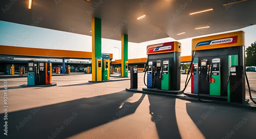 Modern gas station on the highway. Modern gas station on the highway.