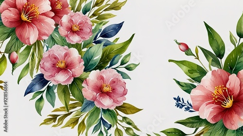 Wildflowers frame watercolor, Floral frame for wedding invitation card, white background