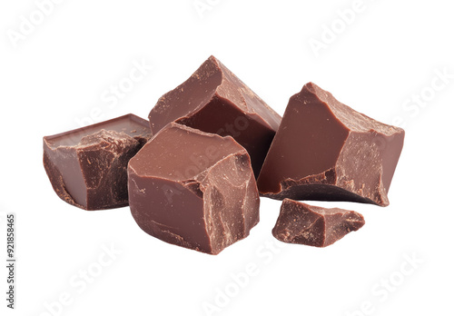 Pieces of tasty milk chocolate isolated on white