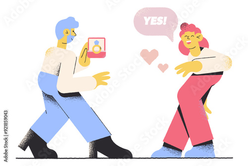 Woman saying yes to marriage proposal