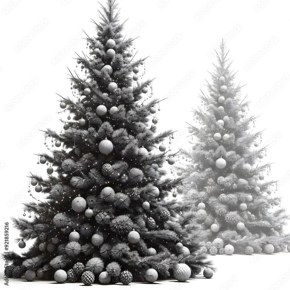 Christmas tree isolated on white background, snow, Celebrating Christmas Christmas tree isolated on white background, snow, Celebrating Christmas