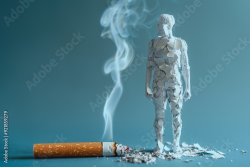 Abstract blend of smoke and human form illustrating the blurring of reality in nicotine addiction