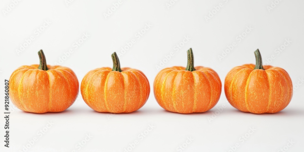 Obraz premium Small orange pumpkins on a white surface