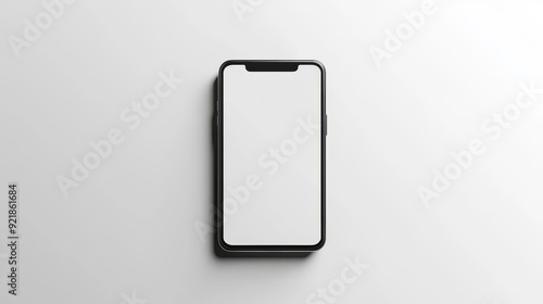 Realistic smartphone mockup. Mobile phone vector isolated on a white background, showing the device from the front view. Features a 3D effect with a shadow. High-quality, realistic smartphone mockup f