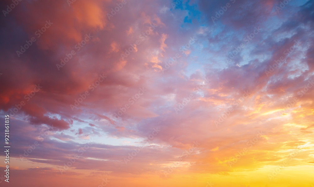 Utterly spectacular sunset with colorful clouds lit by the sun. Utterly spectacular sunset with colorful clouds lit by the sun.