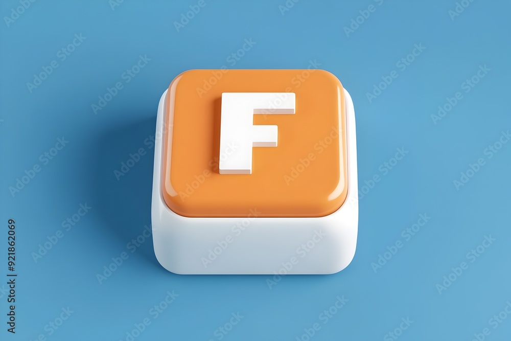 Isolated 3D Render of the Letter F Keyboard Key on a Minimalist Background Isolated 3D Render of the Letter F Keyboard Key on a Minimalist Background