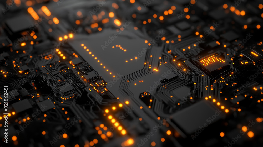 3D rendering of an electronic circuit board for a quantum computer. 3D rendering of an electronic circuit board for a quantum computer.