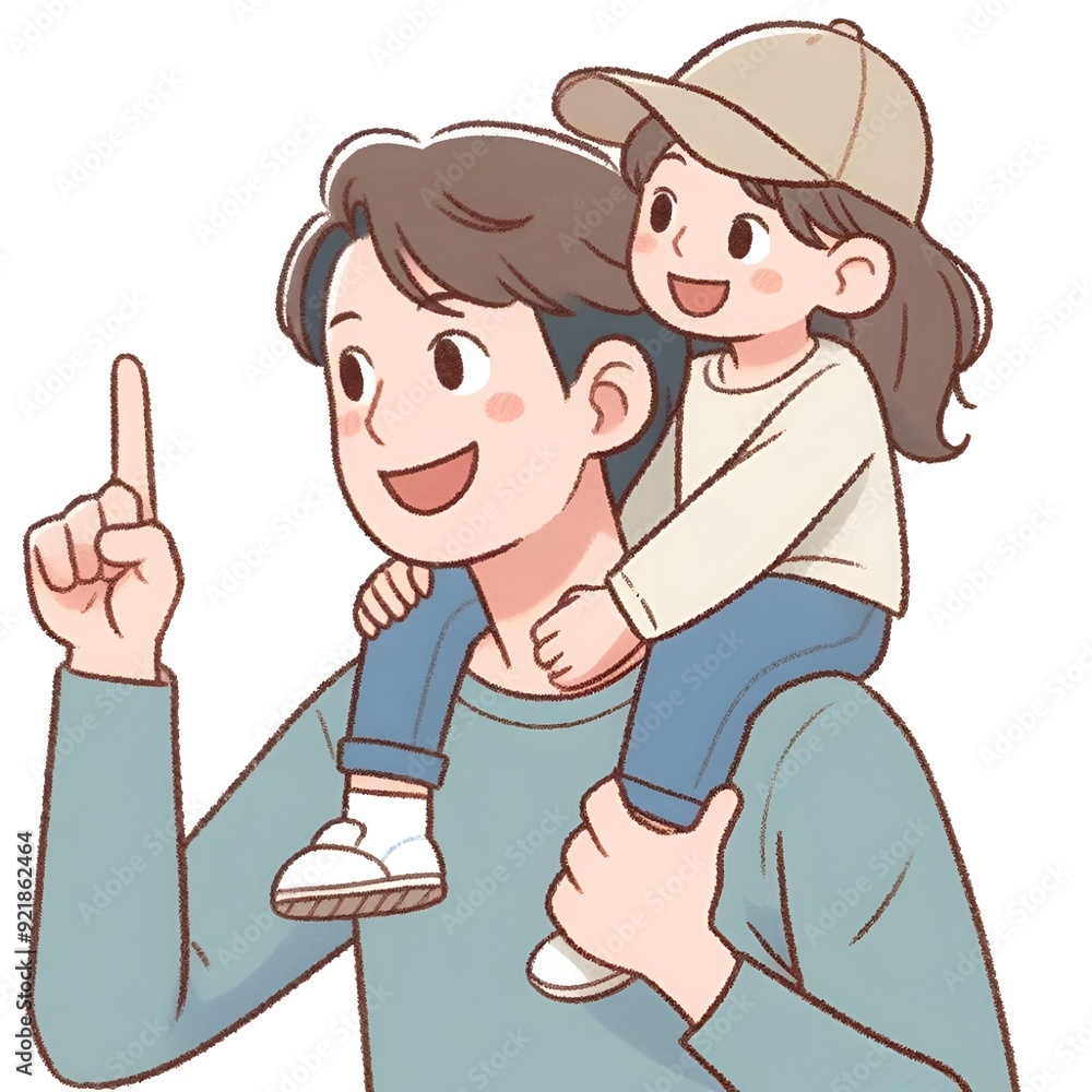 a daughter on her father's shoulder. Generative ai a daughter on her father's shoulder. Generative ai