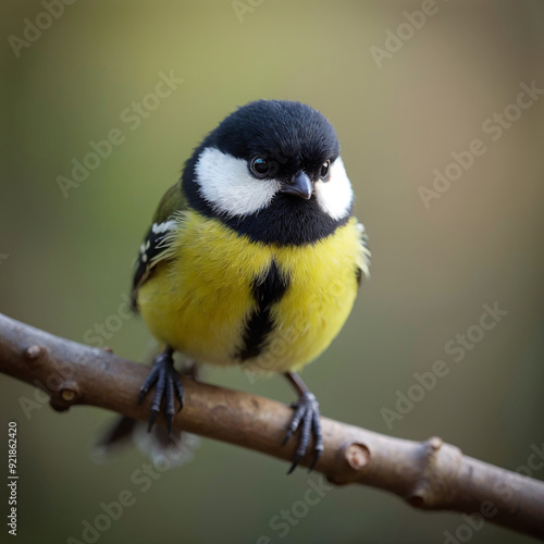 charming great tit bird resting on a branch