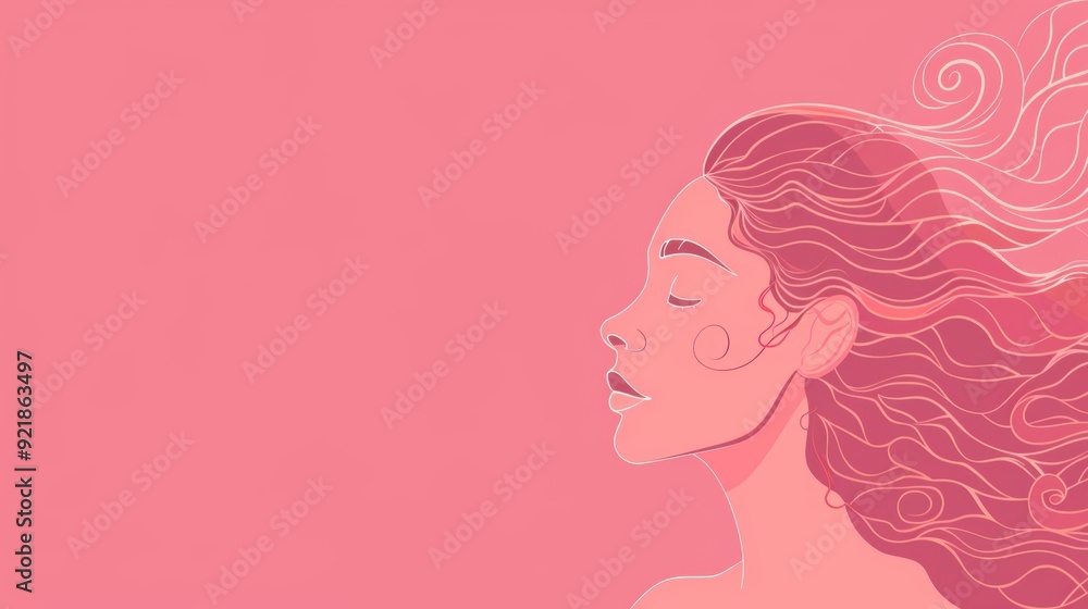 Simple red design background with a woman drawing for text space. Simple red design background with a woman drawing for text space.