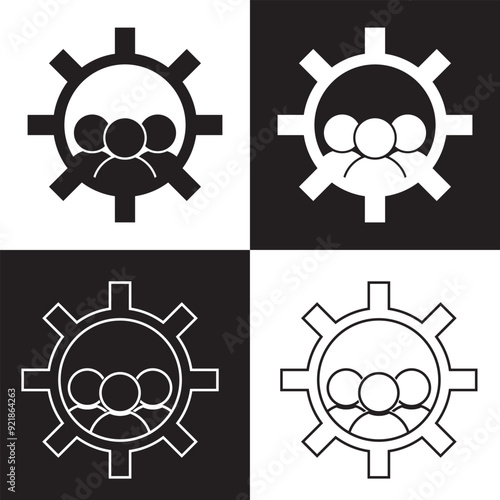 Gear people icon. Strategy management Icon. Premium quality graphic design. Signs, symbols collection, simple in white and black icon for websites, web design, mobile app. Vector illustration. EPS 10.