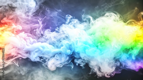 Abstract Smoke Background with Vibrant Colors on Black Surface