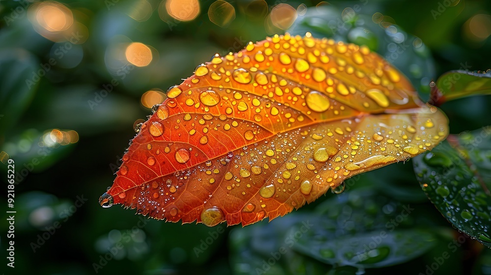 autumn leaves with dew drops A macro photo of a raindrop on a leaf autumn leaves with dew drops A macro photo of a raindrop on a leaf