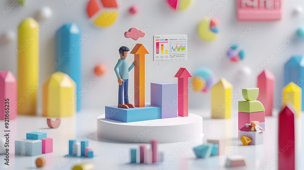 3D Flat Icon Data Analyst with Graph and Verification Symbol on Dreamy Background Symbolizing Data Accuracy and Verification, Isolated on White Background 3D Flat Icon Data Analyst with Graph and Verification Symbol on Dreamy Background Symbolizing Data Accuracy and Verification, Isolated on White Background
