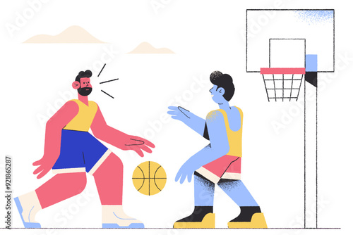 Men playing basketball