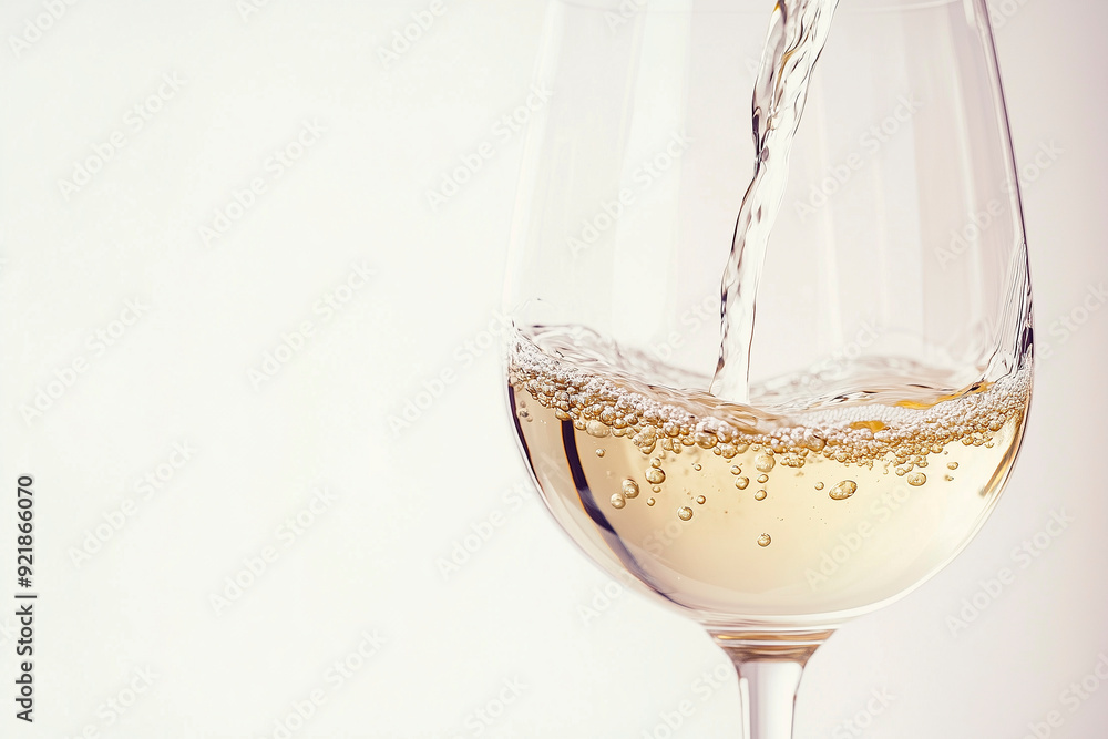 A glass half-filled with white wine, with a close-up of the wine stream pouring from the bottle. 100% white background
A glass half-filled with white wine, with a close-up of the wine stream pouring from the bottle. 100% white background
