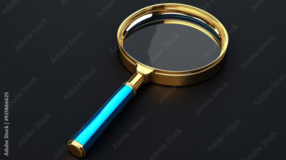 Magnifying glass. Discovery, research, search, and analysis concept. 3D vector icon in a cartoon minimal style. Magnifying glass. Discovery, research, search, and analysis concept. 3D vector icon in a cartoon minimal style.