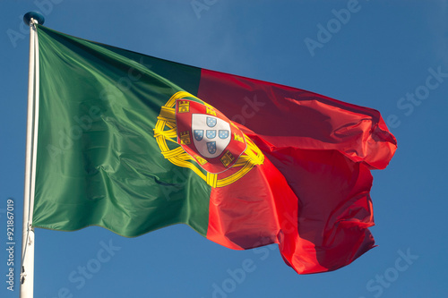 General stock - Portuguese flag fluttering in the wind. photo