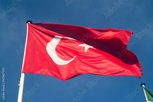 General stock - Turkish flag fluttering in the wind. photo