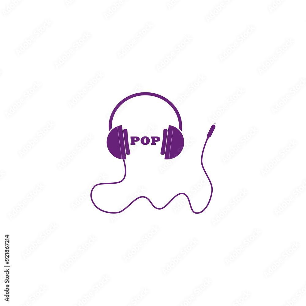 Headphones with cord and word Pop Headphones with cord and word Pop