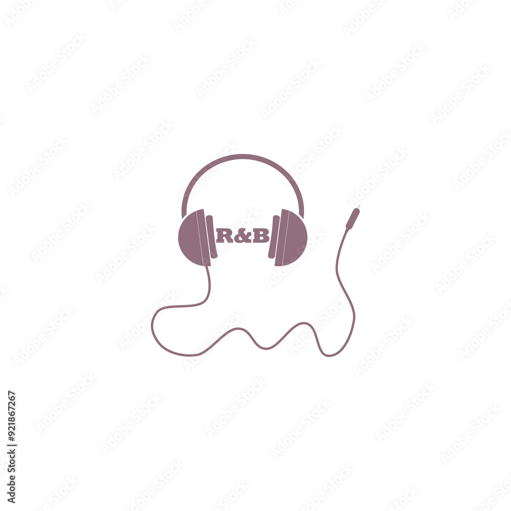 Headphones with cord and word R & B Headphones with cord and word R & B