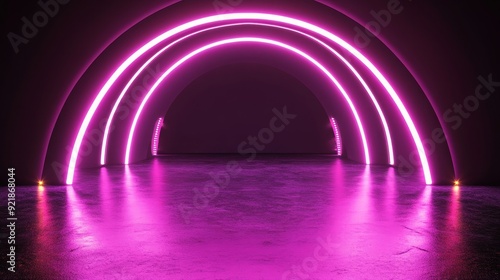 3D rendering of pink blue neon lines glowing in the dark. Abstract minimalist geometric background. Ultraviolet spectrum. Cyber space. Futuristic wallpaper.