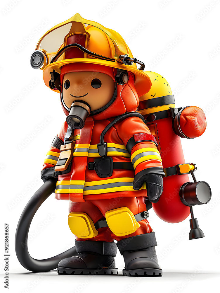 3D Flat Icon Firefighter with Hose and Firetruck Bravery and Protection in Community Care | Dreamy Background with Ample Space for Text or Graphics | Isolated on White 3D Flat Icon Firefighter with Hose and Firetruck Bravery and Protection in Community Care | Dreamy Background with Ample Space for Text or Graphics | Isolated on White