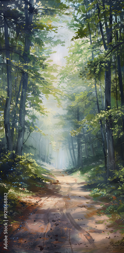 Obraz premium rays of light in the forest, generative ai
