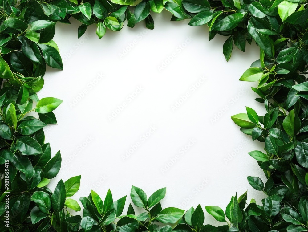 Green leaf frame on white Green leaf frame on white