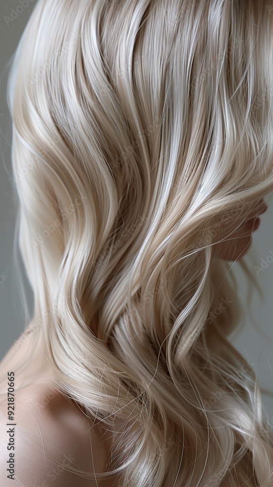 Naklejka premium a close-up image showcasing the light beige hair color texture smooth and luxurious