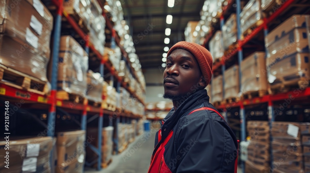 A Logistics Man, Responsible For Warehouse Stock Management, Poses For A Portrait A Logistics Man, Responsible For Warehouse Stock Management, Poses For A Portrait