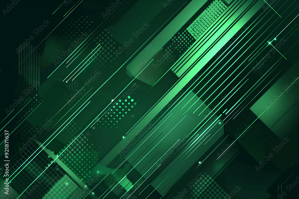 Abstract green background with lines and shapes Abstract green background with lines and shapes