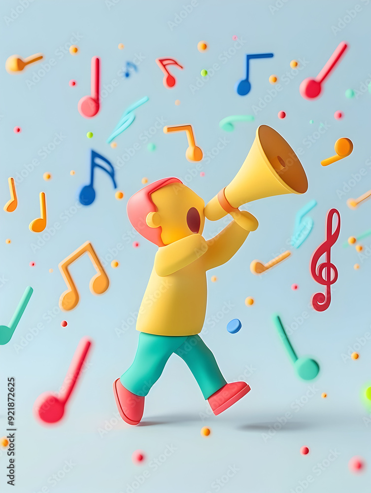 An image of a music conductor with a baton and megaphone against a dreamy background, perfect for musical announcements and performances. An image of a music conductor with a baton and megaphone against a dreamy background, perfect for musical announcements and performances.