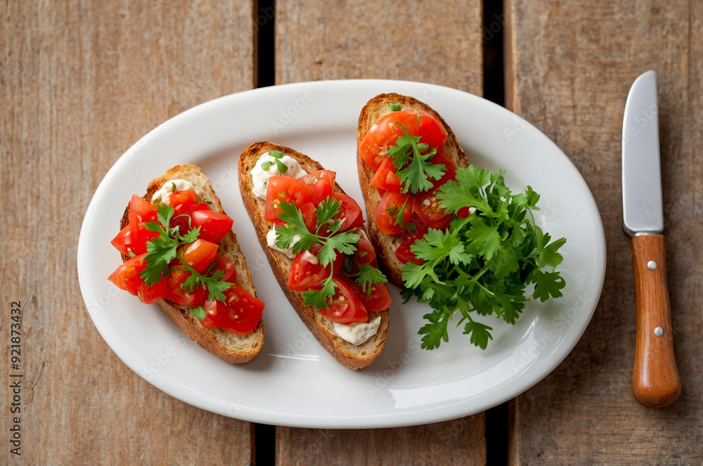 Italian Delight: Bruschetta on Rustic Wood Italian Delight: Bruschetta on Rustic Wood