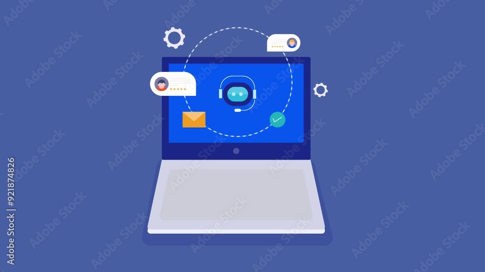 AI chatbot agent sending message and answering user question, customer support and business communication with virtual assistant conceptual video animation. AI chatbot agent sending message and answering user question, customer support and business communication with virtual assistant conceptual video animation.