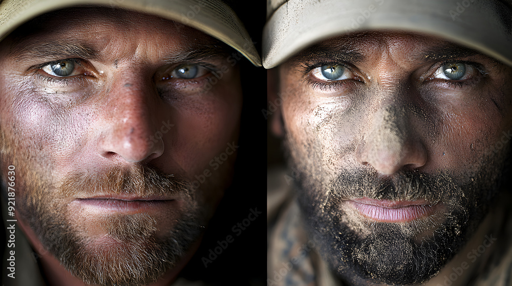 A series of close-up portraits of war correspondents, with dust and grit on their faces, captured amidst conflict zones, showing the raw reality of their work.
A series of close-up portraits of war correspondents, with dust and grit on their faces, captured amidst conflict zones, showing the raw reality of their work.