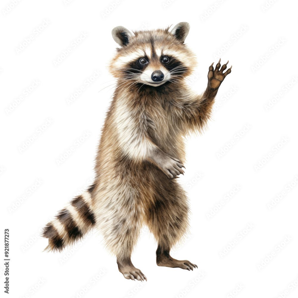 Obraz premium Cute Raccoon Waving Clipart Illustration