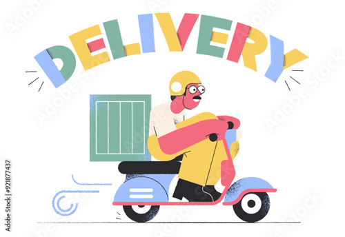 Lettering delivery with man on the scooter