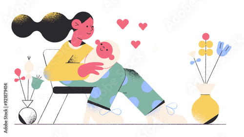 A woman holding a baby in her arms